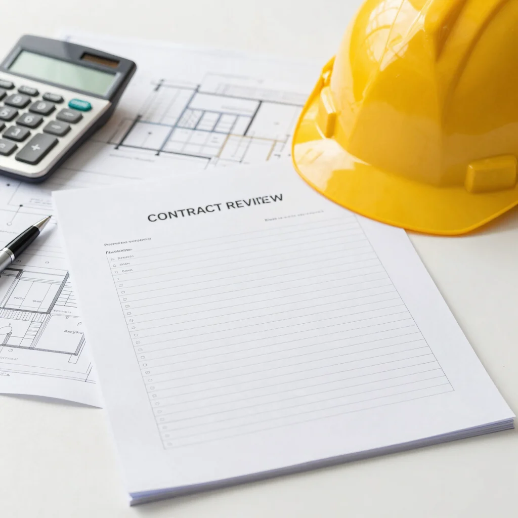 Contractor appointment checklist with construction documents and drawings