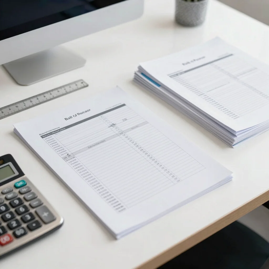 Bills of quantities, cost planning documents and calculator prepared before tender
