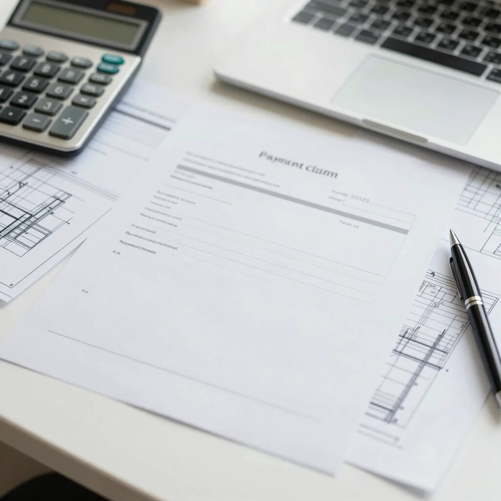 Payment claim review documents with checklist calculator and drawings